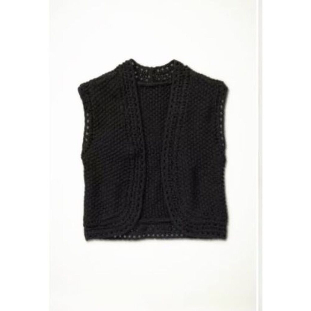 NEW Gap kids girls XS 4 5 crop vest black cardigan crochet sweater shrug shirt